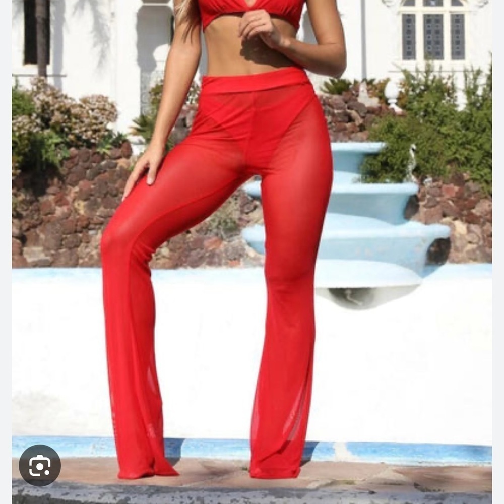 Alessandro Legora Italy High Waist Semi Sheer Bell Bottom Boho Festival Pants XS